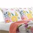 Benjara 3 Piece Cotton King Size Quilt Set with Stencil Flower Print- Multicolor