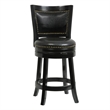 Benjara Nailhead Trim Round Leatherette Counter Stool with Flared Legs- Black