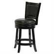 Benjara Nailhead Trim Round Leatherette Counter Stool with Flared Legs- Black