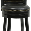 Benjara Nailhead Trim Round Leatherette Counter Stool with Flared Legs- Black