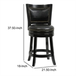 Benjara Nailhead Trim Round Leatherette Counter Stool with Flared Legs- Black