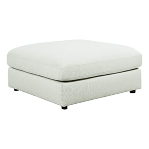 Benjara Upholstered Wooden Ottoman w/ Loose Cushion Seat & Small Feet- Beige