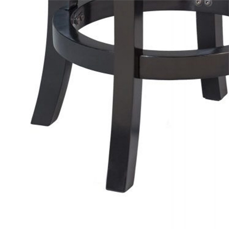 Benjara Nailhead Trim Round Leatherette Swivel Counter Stool w/ Flared Leg-Black
