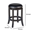 Benjara Nailhead Trim Round Leatherette Swivel Counter Stool w/ Flared Leg-Black