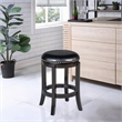 Benjara Nailhead Trim Round Leatherette Swivel Counter Stool w/ Flared Leg-Black