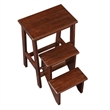 Benjara 3 Step Wooden Frame Stool with Safety Latch- Brown
