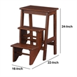 Benjara 3 Step Wooden Frame Stool with Safety Latch- Brown