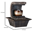 Benjara C Shaped Polyresin Frame Fountain with Tapered Base & LED Lights- Brown