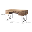 Benjara Voguish Style Writing Desk With 4 Drawers- Brown