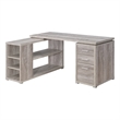 Benjara Contemporary Style L Shaped Office Desk- Gray
