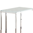 Benjara Metal Snack Table with Frosted Tempered Glass Top- Clear And Silver