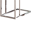 Benjara Metal Snack Table with Frosted Tempered Glass Top- Clear And Silver