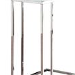 Benjara Metal Snack Table with Frosted Tempered Glass Top- Clear And Silver