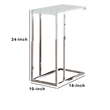 Benjara Metal Snack Table with Frosted Tempered Glass Top- Clear And Silver