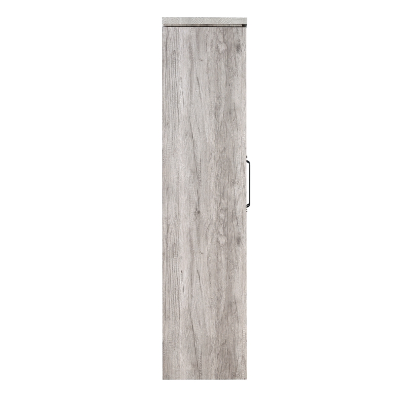 Benjara 2 Door Curio Cabinet with Glass Panels- Adjustable Shelves- Gray