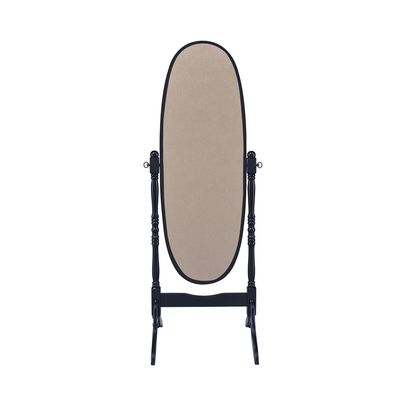 Benjara Aesthetically Charmed Oval Shaped Cheval Mirror- Black