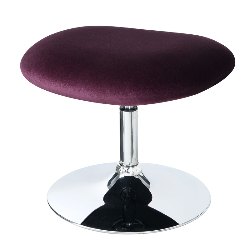 Benjara Fabric Curved Design Chair with Ottoman & Tubular Base (Set of 2)-Purple
