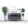 Benjara Spacious Wooden Server with Cabriole Legs- Dark Gray