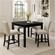 Benjara 5 Piece Wooden Counter Height Table Set In Antique Black And Beige