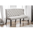 Benjara Stylish Long bench with tufted back- ivory