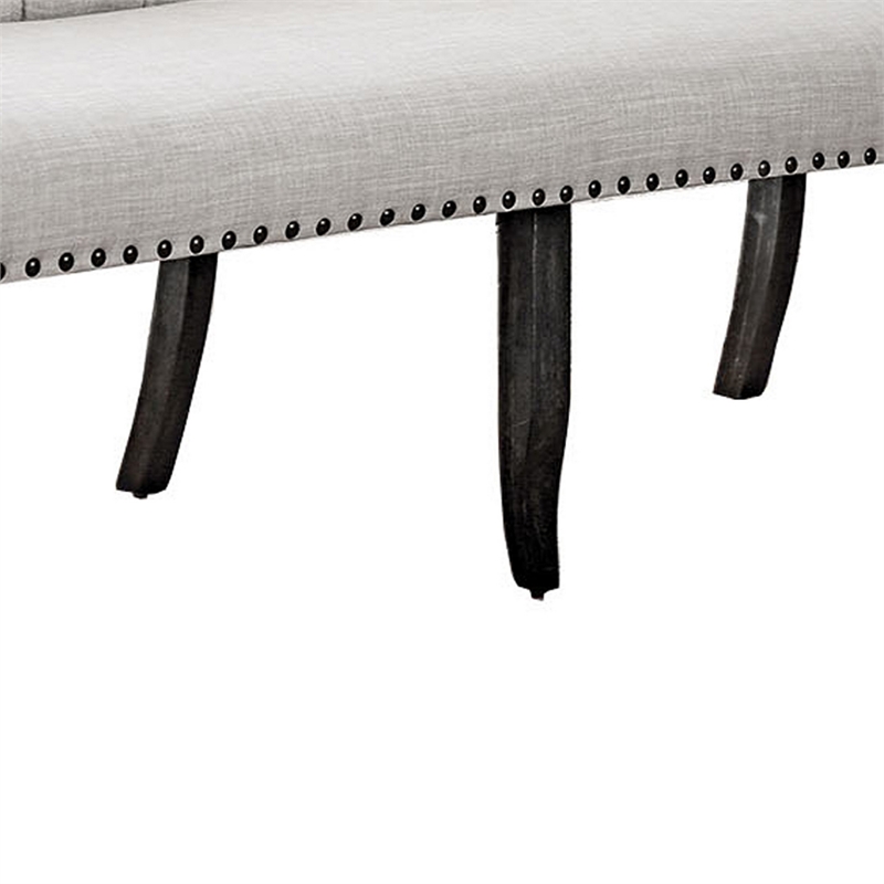 Benjara Stylish Long bench with tufted back- ivory
