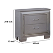 Benjara 2 Drawer Wooden Nightstand with Embossed Textured Details- Gray