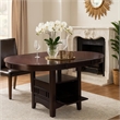 Benjara Wooden Dining Table With Storage Compartment- Espresso Brown