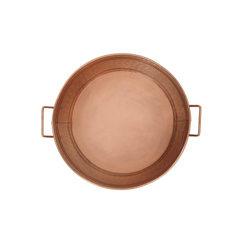 Benjara Hammered Pattern Galvanized Farmhouse Style Tub- Copper