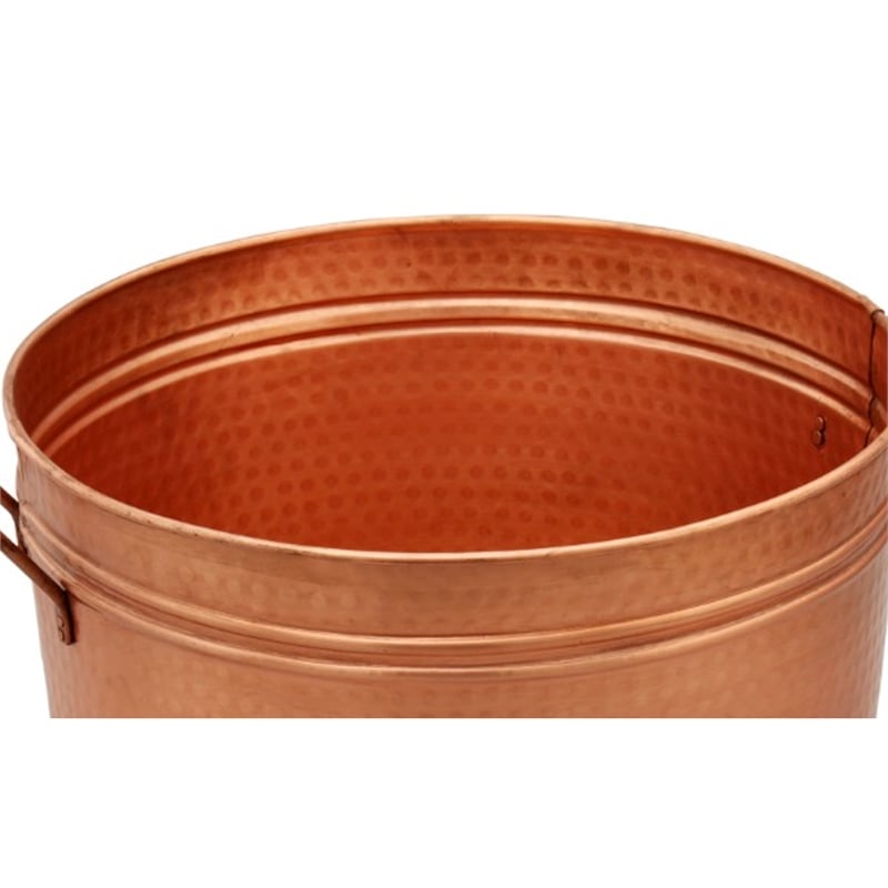 Benjara Hammered Pattern Galvanized Farmhouse Style Tub- Copper