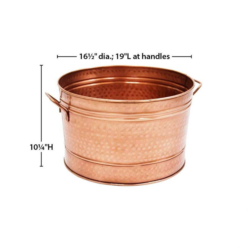 Benjara Hammered Pattern Galvanized Farmhouse Style Tub- Copper