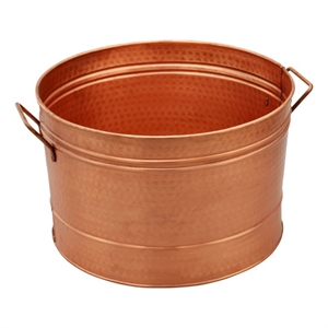 Benjara Hammered Pattern Galvanized Farmhouse Style Tub- Copper