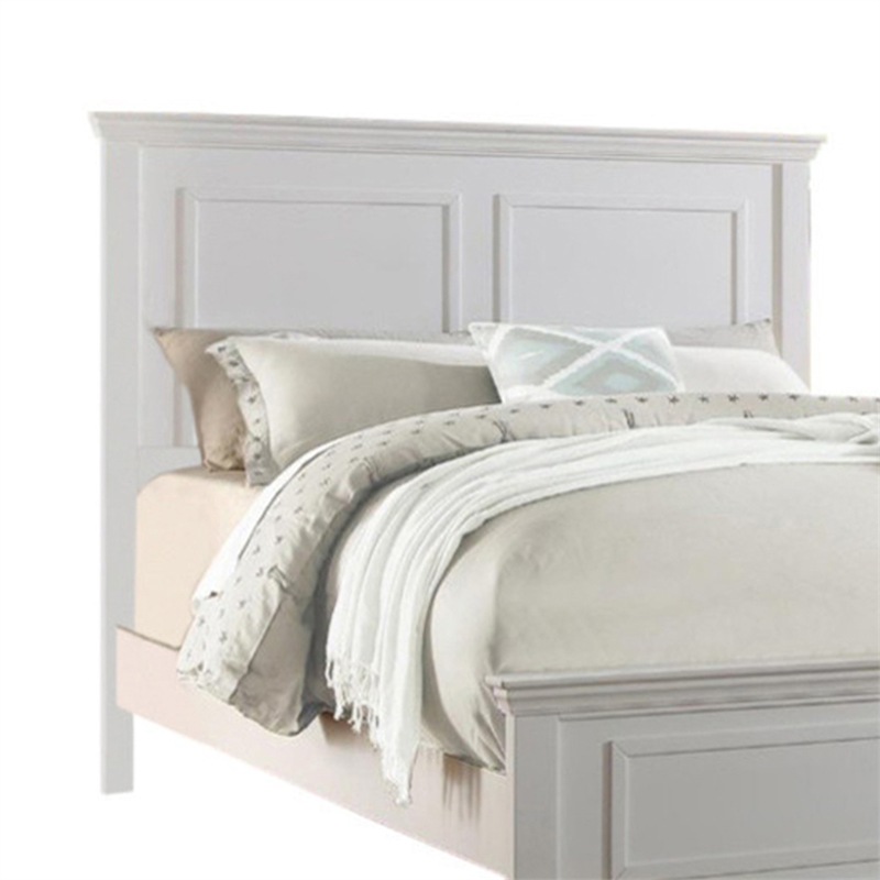 Benjara Captivating E.King Wooden Bed- White