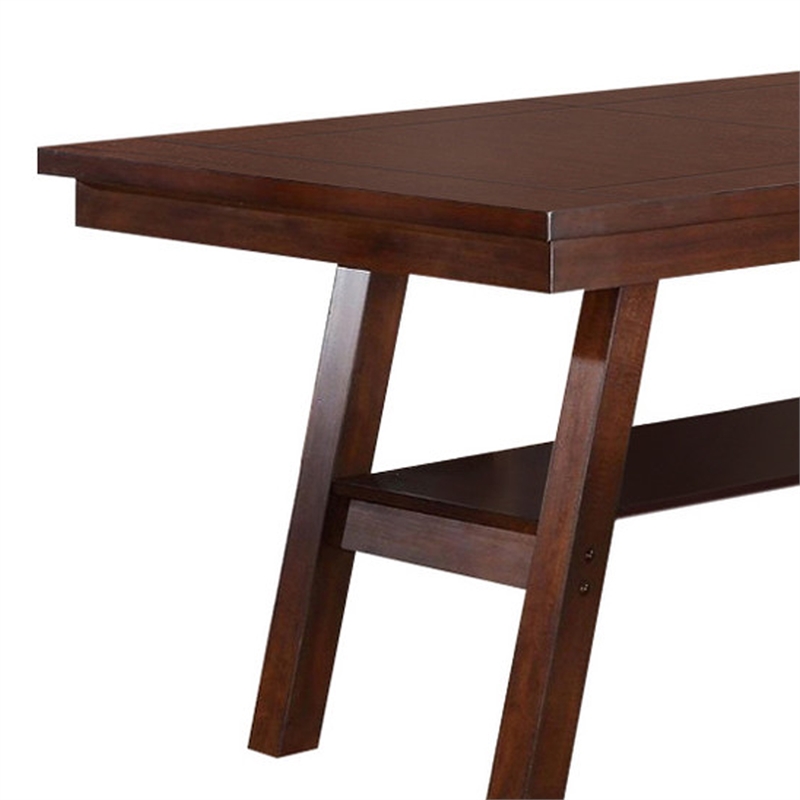 Benjara Solid Wood Dark Walnut Brown Dining Table