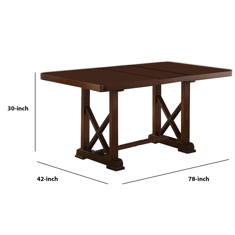 Benjara Rectangular Wooden Dining Table- Brown