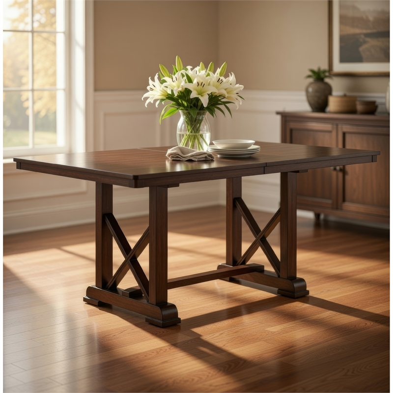 Benjara Rectangular Wooden Dining Table- Brown