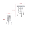 Benjara Loy 3 Piece Retro Bar Table Set- Round White Top- 2 Stools- Chrome