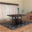 Benjara Faux Marble Top Counter Height Table With Bottom Compartment- Brown