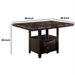 Benjara Faux Marble Top Counter Height Table With Bottom Compartment- Brown