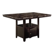 Benjara Faux Marble Top Counter Height Table With Bottom Compartment- Brown