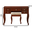 Benjara Cherub Vanity Set Featuring Stool and Flip-Up Mirror Cherry Brown