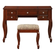 Benjara Cherub Vanity Set Featuring Stool and Flip-Up Mirror Cherry Brown