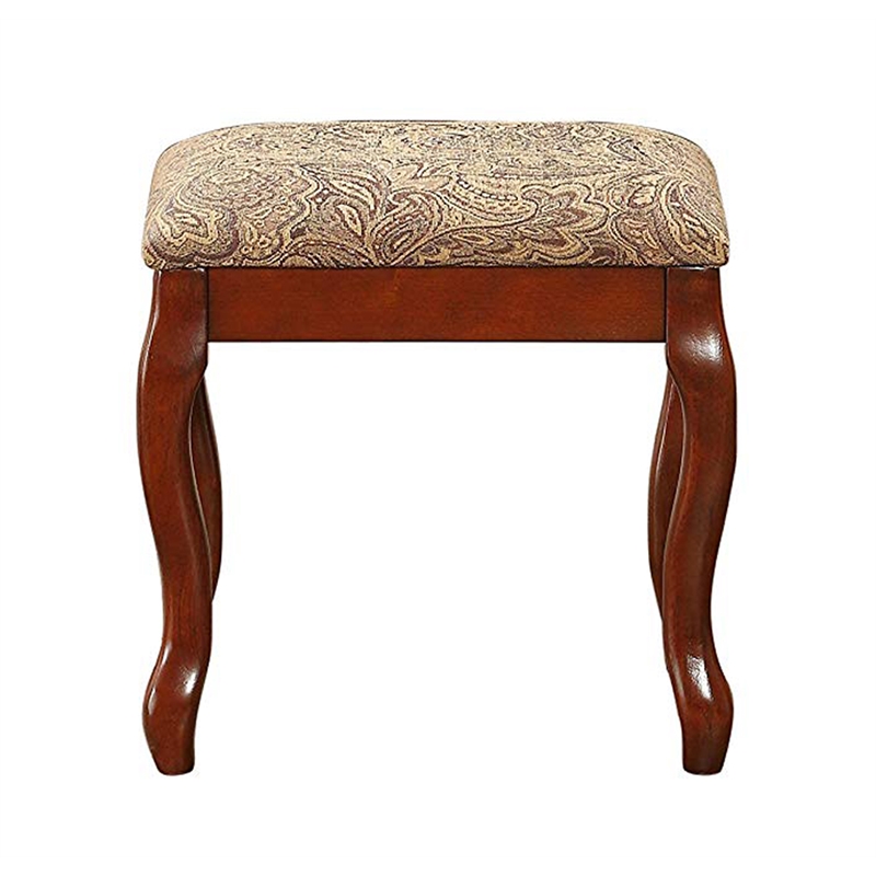 Benjara Cherub Vanity Set Featuring Stool and Flip-Up Mirror Cherry Brown