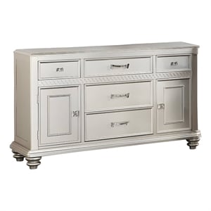 Benjara Full of Elegance Wooden Server- Silver