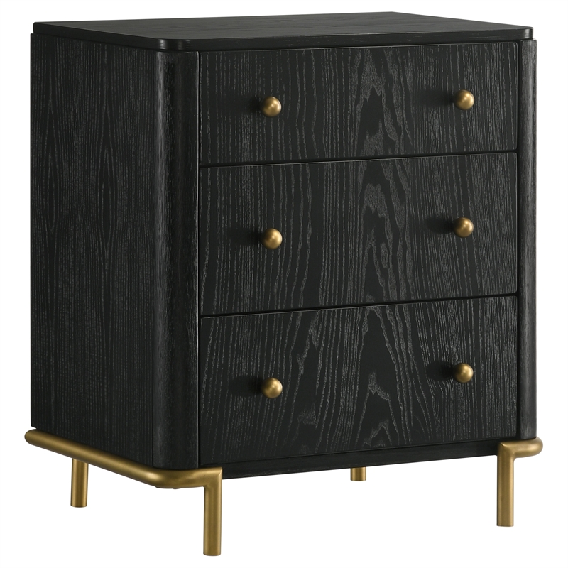 Benjara Fij 4pc Queen Bedroom Set w Round Mirror- Natural Brown Rattan- Black
