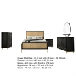 Benjara Fij 5pc Queen Bedroom Set w Round Mirror- Natural Brown Rattan- Black