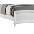 Benjara Ressy King Platform Bed with LED- Channel Tufted Upholstery- White Wood