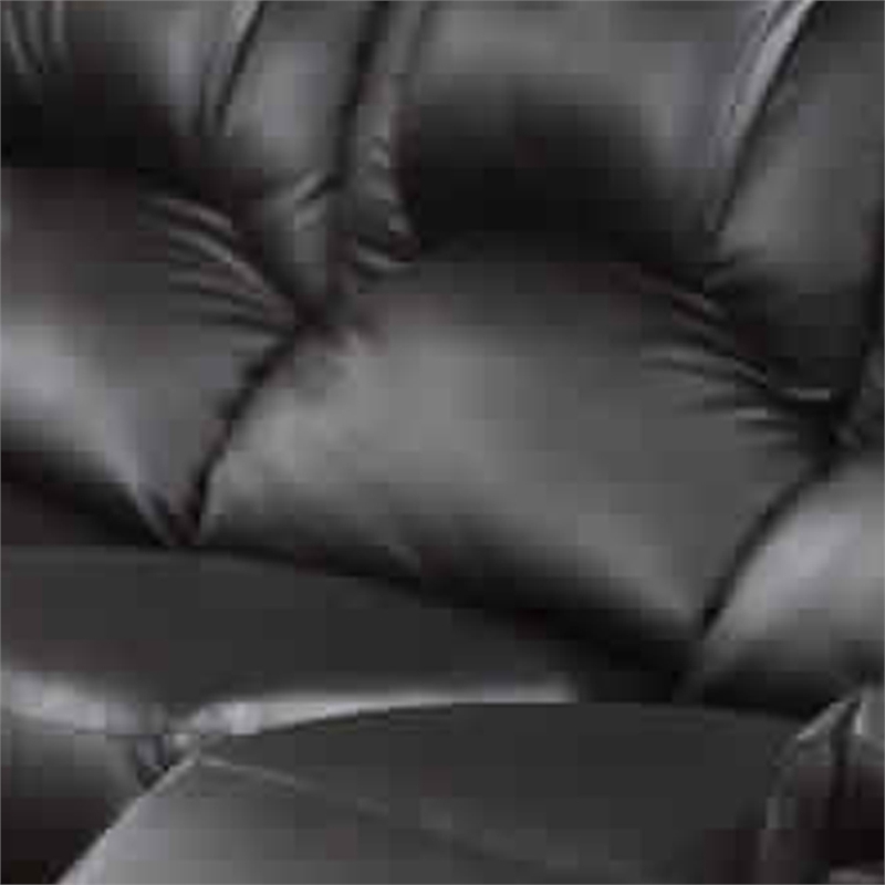 Benjara Highly Plush Hardwood- Metal & Bonded Leather Recliner Sofa- Black