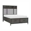 Benjara Celia 4 Pc Queen Size Storage Bedroom Set- LED-Lit- USB Ports- Warm Gray