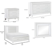 Benjara Rosa 4 Pc Queen Storage Bedroom Set-LED-Mirrored Accents-White Metallic