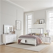 Benjara Rosa 4 Pc Queen Storage Bedroom Set-LED-Mirrored Accents-White Metallic